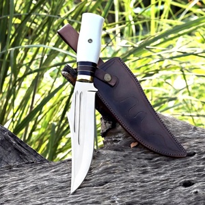 Couteau Bowie de camping d'extérieur en acier inoxydable forgé à la main de qualité industrielle 58 HRC, à pointe droite fixe, ergonomique, avec manche en plastique OEM - Product Image 2