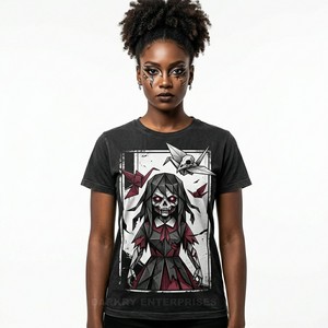 Camiseta gráfica verde oliva para mujer, camiseta informal de algodón con estampado artístico de calavera de león y guerrero tribal, ropa de calle para exteriores - Product Image 5