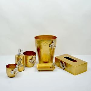 Luxury Metal <b>Bathroom</b> <b>Accessory</b> <b>Set</b> Tissue Box Hand wash Dispenser Soap Dish Waste Bin Toothbrush Holder Hotel Home Usage - Product Image 3
