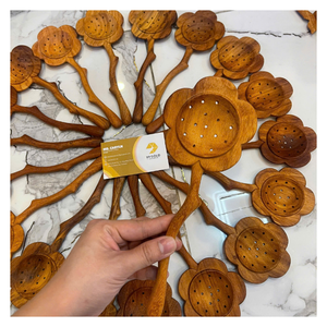 Wild Tree Collection Sunflower Slotted Duo Spoon Crescent Moon Strainer <b>Tea</b> <b>Infuser</b> Spoon Set-Eco-Friendly Dishwasher Safe Wood - Product Image 2