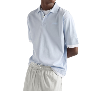 Polo en coton 100 % pour homme, coupe ample, avec empiècements contrastants, style streetwear décontracté, jersey de mode OEM, haut personnalisé pour homme - Product Image 3
