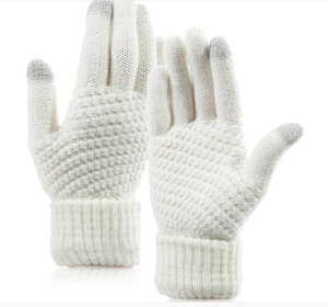 Gants et mitaines antidérapants personnalisés avec logo, à pois, adaptés à l'extérieur, style uni, en tissu tricoté pour l'hiver - Product Image 2