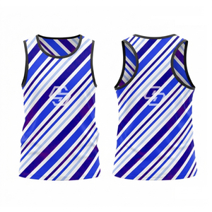 New Custom Logo <b>Singlet</b> Athletics Vests Print <b>Running</b> Training Tank Top Men 100%Polyester Sublimation Men's Mesh Tank Top - Product Image 6
