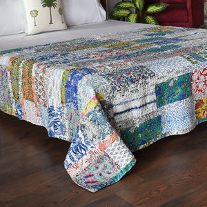 Hand Block Printed Kantha Twin Quilt <b>Throw</b> 150x220 cm Cotton Hand Embroidered Indian Handmade Bedspread Home Export Home Textile - Product Image 5