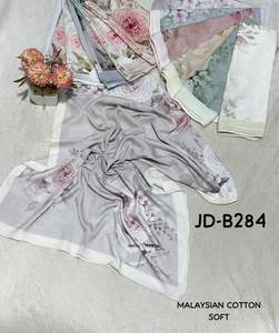 Hivis Designer <b>Scarf</b> Exquisite Linen Satin Malaysian Cotton Silky Soft Touch Vibrant Floral Illustrations Timeless Modest - Product Image 2