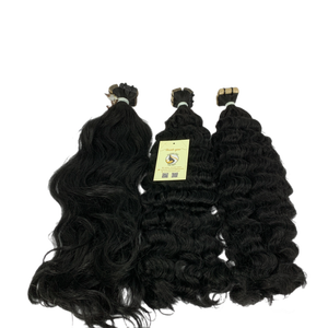 12A Birmano Rizado Natural Negro Doble Cinta en Extensiones de Cabello Humano Super Doble Extensiones de Cabello Extensiones - Product Image 1