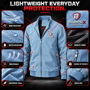 เสื้อแจ็คเก็ตบอมเบอร์น้ำหนักเบาสำหรับผู้ชายแบบ OEM สีฟ้าพาสเทล ผลิตจากไนลอน กันลม รับผลิตแบรนด์ส่วนตัว - Product Image 5
