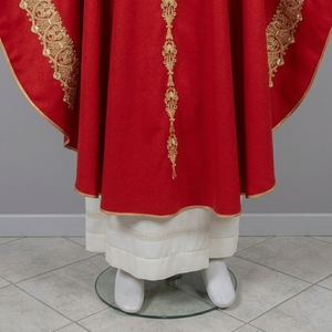 Casulla Roja Sólida Bordada para Sacerdote Católico, Túnica Litúrgica de Manga Larga con Frente para Ceremonias Religiosas, Primavera, Verano, Invierno - Product Image 5