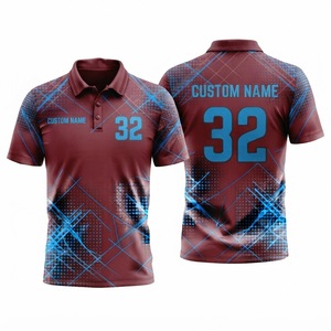 Maroon <b>Blue</b> Geometric Pattern Custom <b>Polo</b> <b>Shirt</b> Men's Breathable Sublimated Sports Uniform Team Apparel Casual Athletic - Product Image 1
