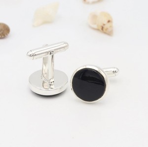 Boutons de manchette de luxe Shama Gems Jewels en onyx noir, argent sterling 925, faits à la main, pierre précieuse ronde de 14 mm pour hommes, garçons d'honneur, cadeau de mariage - Product Image 3