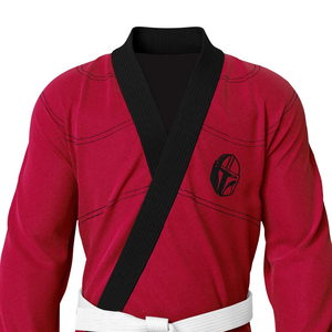 <b>Red</b> BJJ Kimono Uniform Set 100% Polyester Durable Adult Unisex Regular Fit White <b>Belt</b> Included - Product Image 4