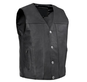 เสื้อกั๊กหนังสำหรับผู้ชายแบบสั่งทำพิเศษ ระบายอากาศได้ดี กันน้ำ กันลม แห้งเร็ว หนังแท้แบบฟูลเกรน สไตล์สตรีทแวร์ - Product Image 1