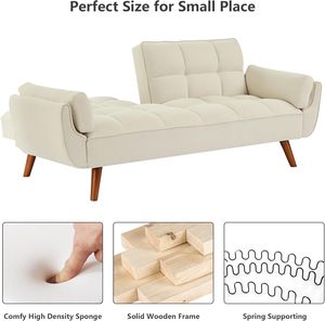Sofá Nórdico de Lujo de Mediados de Siglo Personalizado con Paneles Laterales de Madera Maciza Minimalista - Product Image 2