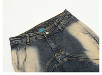 Jean en denim délavé coupe droite évasée taille haute style streetwear rétro ample jambe large automne hiver