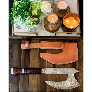 Custom Full Tang Damascus Steel Hunting Camping Bearded <b>Axe</b> Micarta Handle Tomahawk Real Hatchet with Leather Sheath, Ideal Gift - Product Image 1