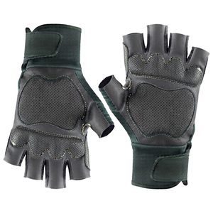 Men's <b>Leather</b> Half Finger Gym <b>Gloves</b> with Adjustable Wrist Strap for Weight Lifting Fitness Training - Product Image 3