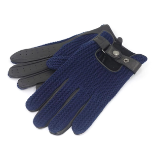 Gants en cuir rétro bleus, tricotés, longueur poignet, thermiques, respirants, écologiques, pour usage quotidien en hiver, style uni, pour le cyclisme, compatibles écran tactile - Product Image 4