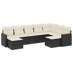 Conjunto de Sofás Modulares Grandes de Ratán PE Negro para Jardín, Muebles Modulares Elegantes para Exteriores - Product Image 2