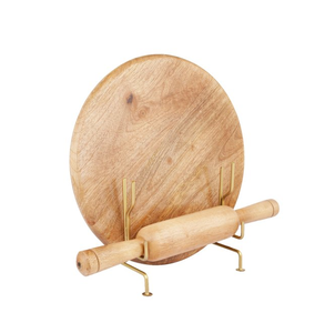 Handcrafted Acacia Wood Chakla Belan Set with Natural Grain Finish Round <b>Rolling</b> Board and <b>Pin</b> for Roti Chapati Kitchen Use - Product Image 6