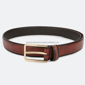 Cinturón casual de cuero puro cosido completo hecho a mano con precio al por mayor superventas para hombre - Product Image 4