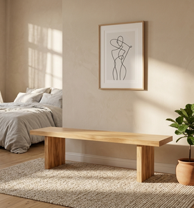 Elegante Banco de Madera Tania, de Alta Calidad, Duradero, Madera Sólida Sostenible, Estilo Rústico Contemporáneo, Diseño Rectangular, Woodgrad - Product Image 1