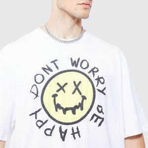 T-shirts pour hommes en coton imprimé 3D avec lettres en relief, coupe régulière, 300 GSM, écologiques, séchage rapide, style streetwear - Product Image 4