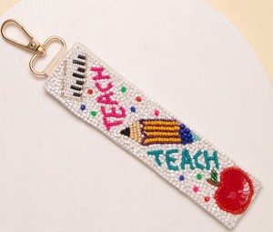 Luxury Eco-Friendly Flower Seed Beadwork Synthetic Crystals Keychain Fashion Bag <b>Charm</b> Custom <b>Keyring</b> Handbag Embroidered Key - Product Image 5