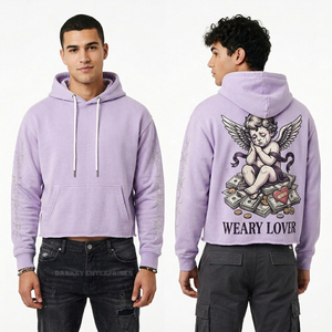 Sweat à capuche violet personnalisé délavé à l'acide pour homme, imprimé squelette, streetwear vintage, effet vieilli, coupe oversize - Product Image 4