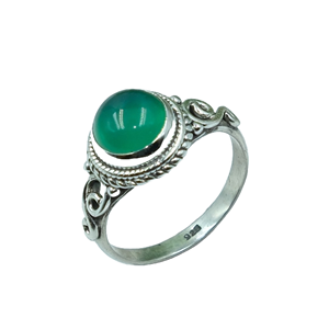 Bague en onyx vert, bague en argent sterling 925, bague en pierre verte pour femmes, bague de fiançailles faite à la main, cadeau de Noël - Product Image 1