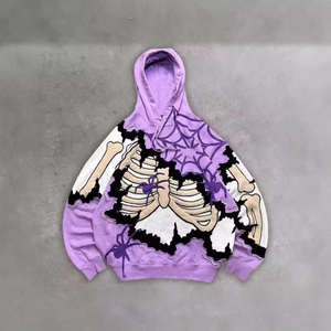 Sweat à capuche streetwear personnalisé OEM pour homme, en molleton bouclette polyester/coton 240g, épais, pour l'hiver, couleur unie, numérique - Product Image 5