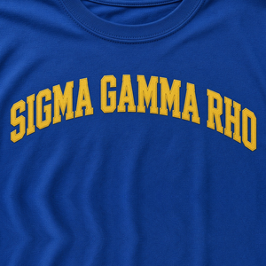 Camiseta Universitaria Azul Rey con Letras Doradas, Manga Corta, Cuello Redondo, Estampado de Letras, Informal, Unisex, Camiseta con Gráfico de Hermandad - Product Image 6