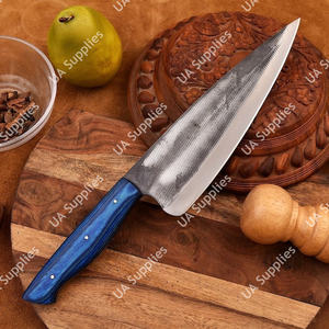 UA Supplies Custom OEM Hand Forged Vintage Chef Knife Ambidextrous Stainless Steel Blade Pakka <b>Wood</b> Handle Leather Sheath Daily - Product Image 4