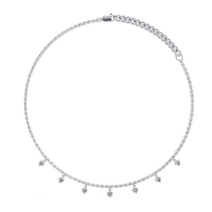Collar con Colgante de Diamantes de Plata de Ley 925 Hecho a Mano y Personalizable con Certificación IGI, Claridad VVS Excelente, Superventas - Product Image 1