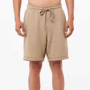 Shorts de sport pour hommes en coton 100% uni, anti-froissement, respirants, avec logo personnalisé imprimé, taille mi-haute, vente en gros d'usine - Product Image 1