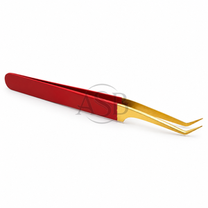 45 Degree Angle <b>Red</b> Gold Lash Tweezer Stainless Steel Fine Tip Dual <b>Tone</b> Professional Beauty Instrument OEM - Product Image 5