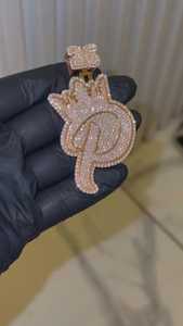 จี้มอสซาไนต์หรูหรา ประดับเพชรสองสี จี้ตัวอักษรเริ่มต้น 925 เงินแท้ สไตล์ฮิปฮอป ผ่านการทดสอบเพชร - Product Image 2