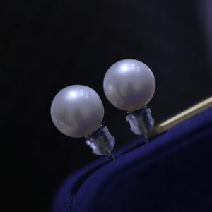 ต่างหูทรงสี่เหลี่ยมแบบย้อนยุคประดับมุกจูจี้ 14k ทองคำแท้ พร้อมเพชรซิคอเนีย 7-7.5 มม. ประกายมุกเต็มเม็ด - Product Image 1