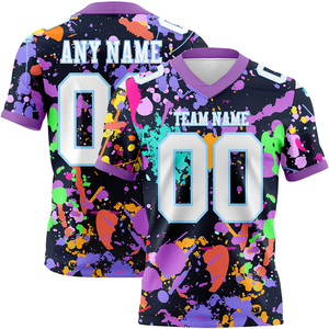 Football Jersey <b>White</b> Light Blue Medium Purple 3D <b>Splash</b> Mesh Authentic High Quality Breathable Sports Wear - Product Image 1