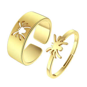 Anillos de Pareja Araña Dorada de Acero Inoxidable con Baño de Oro, Diseño Único de Animales, Joyería de Moda, Anillos a Juego para Amantes, Venta al por Mayor - Product Image 3