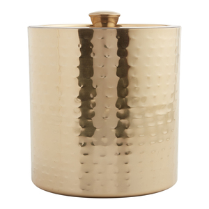 Gold Hammered Cylindrical <b>Ice</b> Bucket Metal Decorative Barware Container For Parties And Wedding Events And Bar Decoration - Product Image 2
