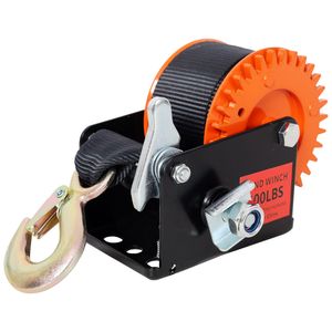 Verricello Manuale Portatile 600LBS con Cinghia Nera da 6m, Rapporto di Trasmissione 3.1:1, Cricchetto Bidirezionale, Guscio Arancione e Nero, Verricello Elettrico Manuale - Product Image 2