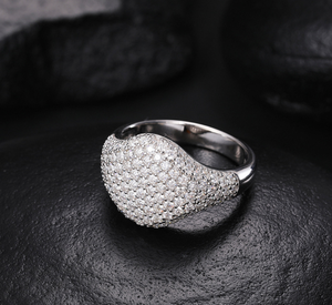 Anillo de Sello con Moissanita y Pavé, Anillo de Diseño de Lujo Estilo Hip Hop, Anillo de Moda Brillante para Hombres y Mujeres - Product Image 4