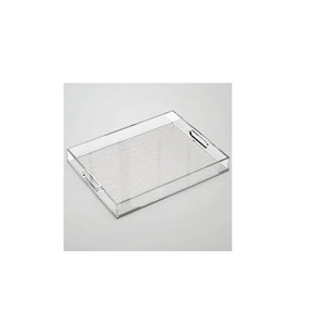 Accessories Tray Acrylic Home <b>Kitchen</b> Rectangular Service Tray and Display Box with Gold Handle for Hotel and Home Use For Sale - Product Image 2