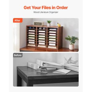 Organizzatore per Ufficio e Casa a 24 Scomparti in Legno con Ripiani Rimovibili e Vassoi Portadocumenti in Truciolato - Product Image 2