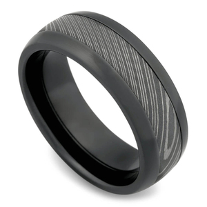 Bague en acier Damas faite à la main avec un motif superposé unique et un ajustement confortable - Product Image 3