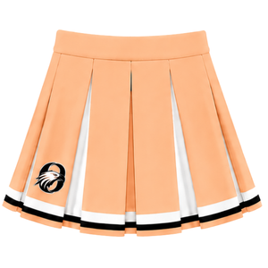 Ensemble uniforme de cheerleading pêche, orange et blanc : Crop top sans manches à col en V et jupe plissée pour performance et entraînement d'équipe athlétique - Product Image 4