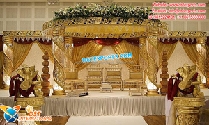 สวยงามฮินดูงานแต่งงานคริสตัลโกลเด้น Mandap USA Maharaja Mandap สําหรับงานแต่งงานมาเลเซียคริสตัลเกลียวเสา Mandap งานแต่งงาน - Product Image 5