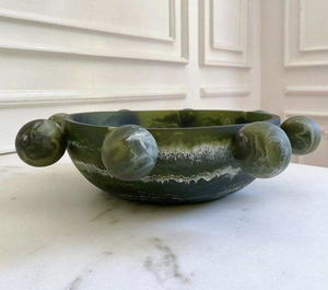 Handmade Polished Resin Bowl Modern Eco-Friendly Handicraft Yellow <b>Marbled</b> Design Food Serving - Product Image 2