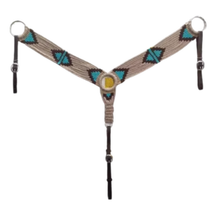 Collier de poitrine pour cheval en mohair multicolore fait main, laine de qualité supérieure |   Équipement équestre Western durable et confortable avec quincaillerie en acier inoxydable - Product Image 1