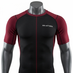 Men Compression <b>Shirt</b> <b>Long</b> <b>Sleeve</b> for <b>T</b> <b>Shirt</b> Apparel <b>Black</b> Burgundy Workout Fitness Sportswear Athletic Top Spandex/Polyester - Product Image 3